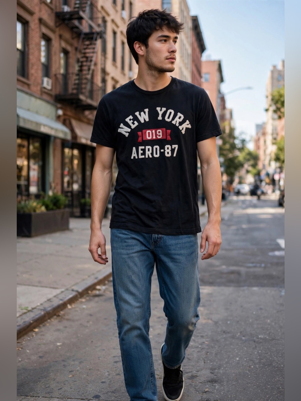 Aeropostale Black Aero-87 Tee with Red Accents